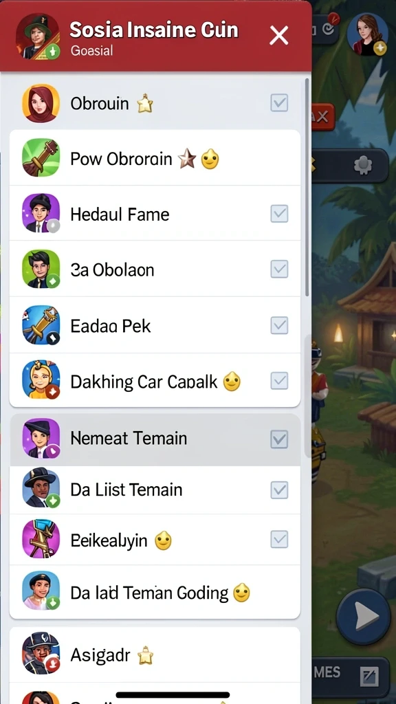 Screenshot menunjukkan pilihan item yang bisa digunakan.